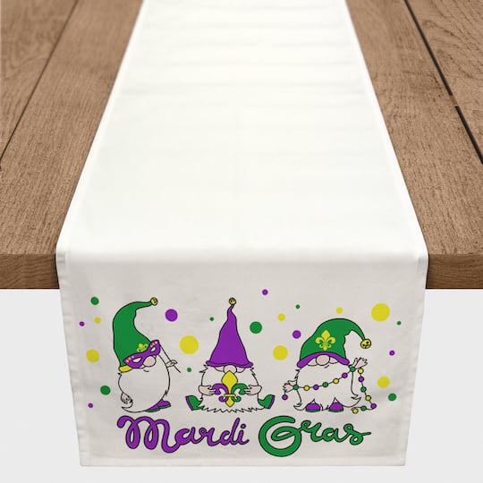 90&#x22; Gnome Mardi Gras Table Runner